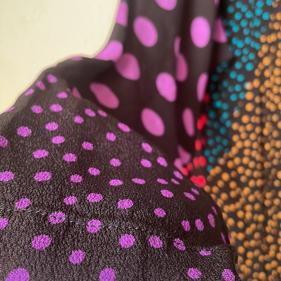 Vintage Carole Little patchwork style long sleeve midi dress with shoulder pads - Picture 6 of 7